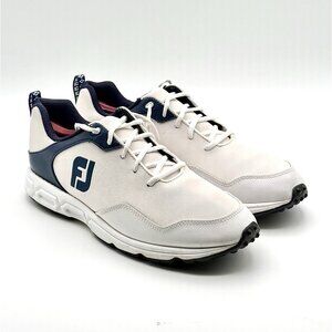 FootJoy Men's Size 10.5 FJ Spikeless White Navy Blue Golf Sneakers Shoes 56829